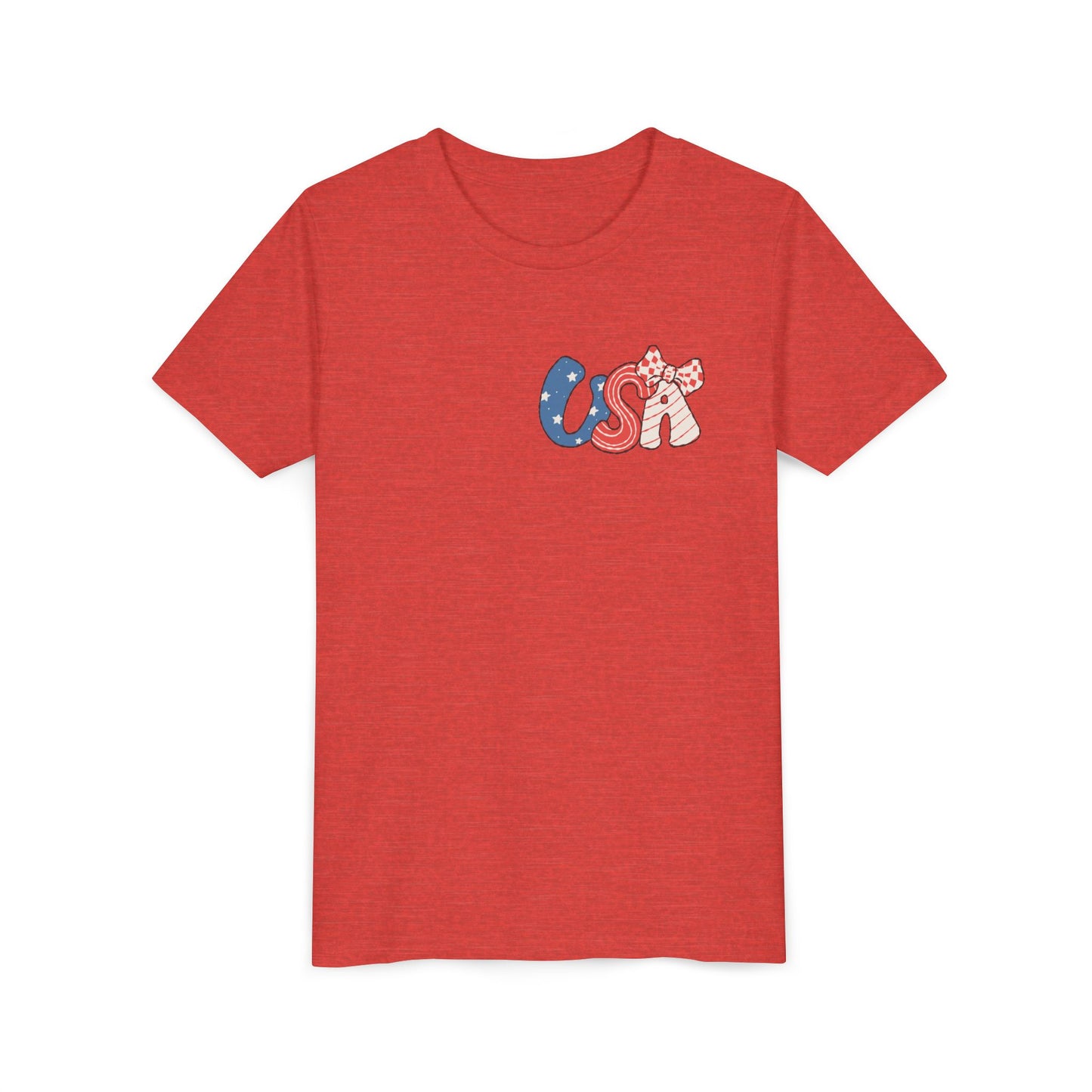 Patriotic Youth Tee for Girls, USA - Kids Short Sleeve Shirt, Holiday Mini