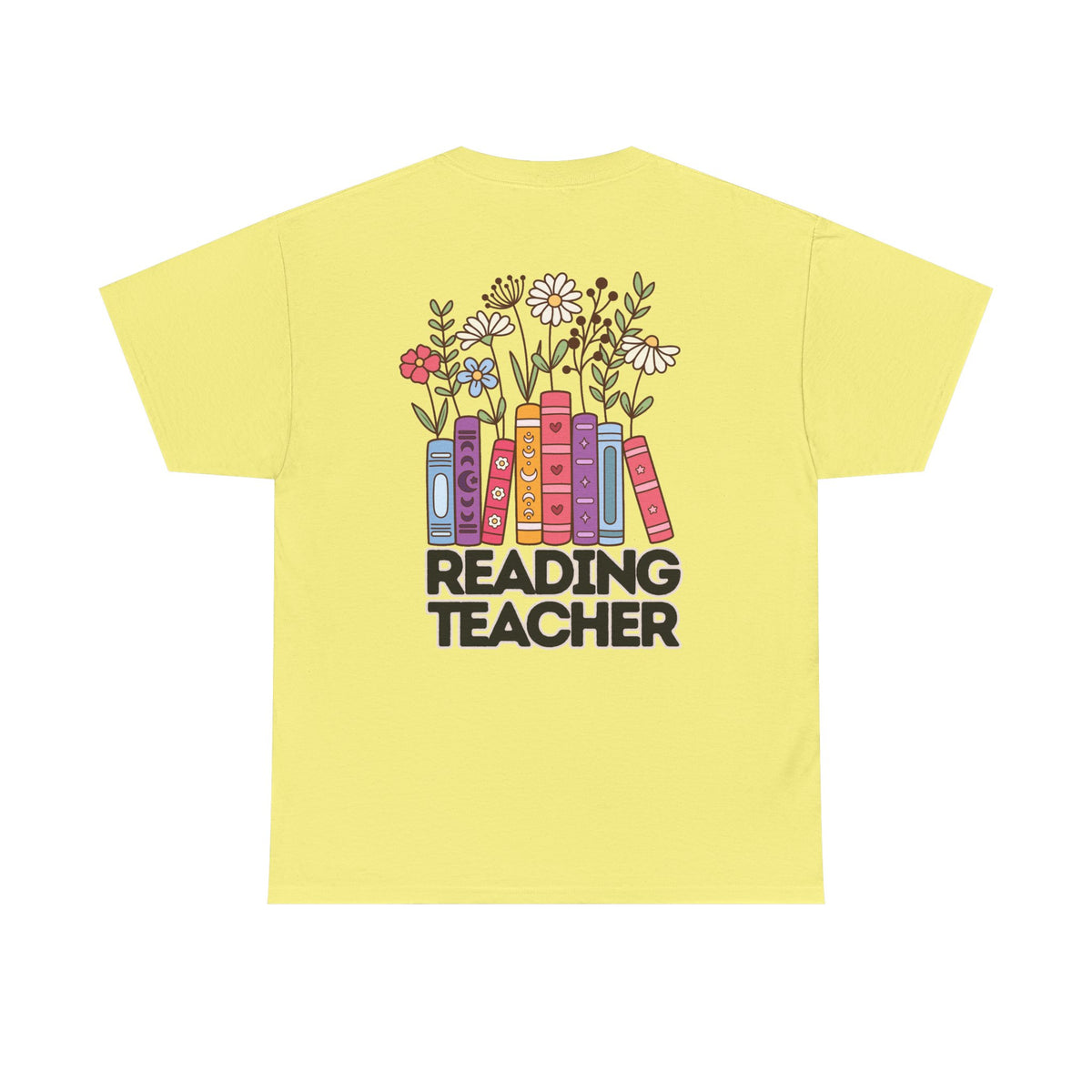 Moriches Reading Teacher with Books- Unisex Heavy Cotton Tee with Bow Design