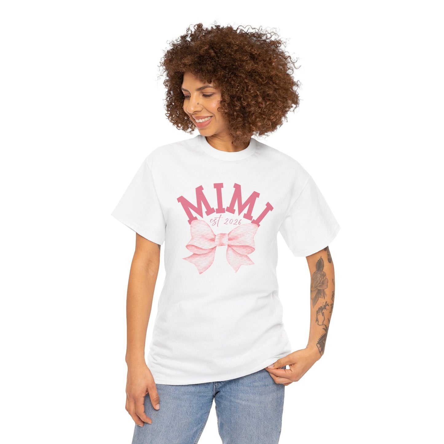 Mimi est 2026 Pink Bow Unisex Heavy Cotton Tee - Mother's Day