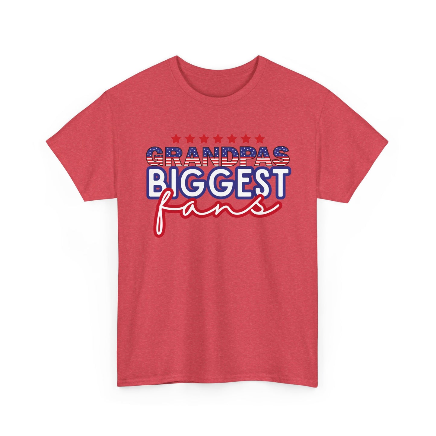 Custom- Jolly- Grandpa's Biggest Fan Unisex Heavy Cotton Tee - Patriotic Family Shirt