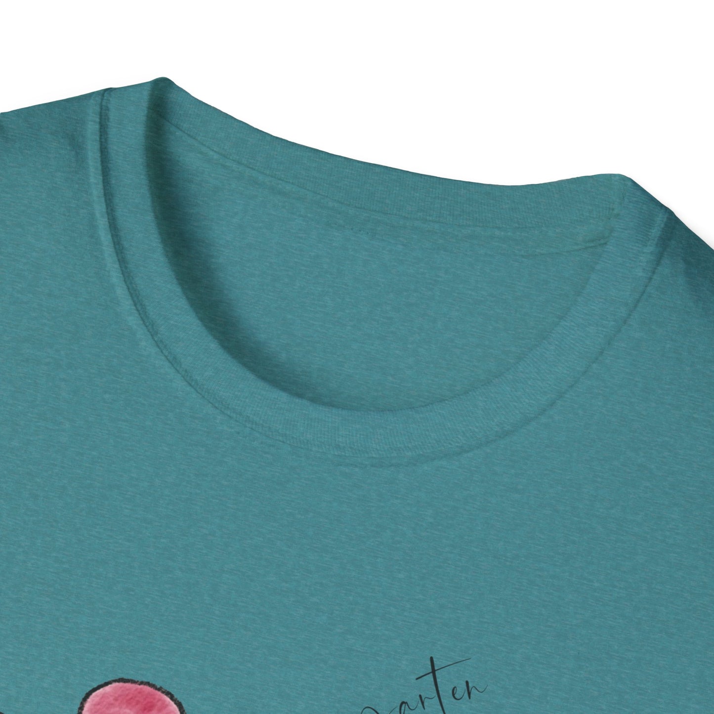 Kindergarten-Checkered Bow + Pencil- Teacher Tee- Softstyle Unisex Tee