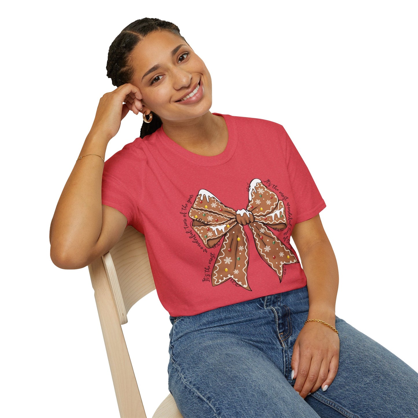 Gingerbread Bow- Christmas Unisex t-shirt