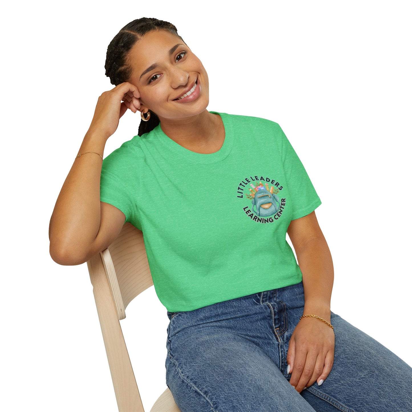 Little Leaders Teacher w/ Backpack Design Unisex Softstyle T-Shirt