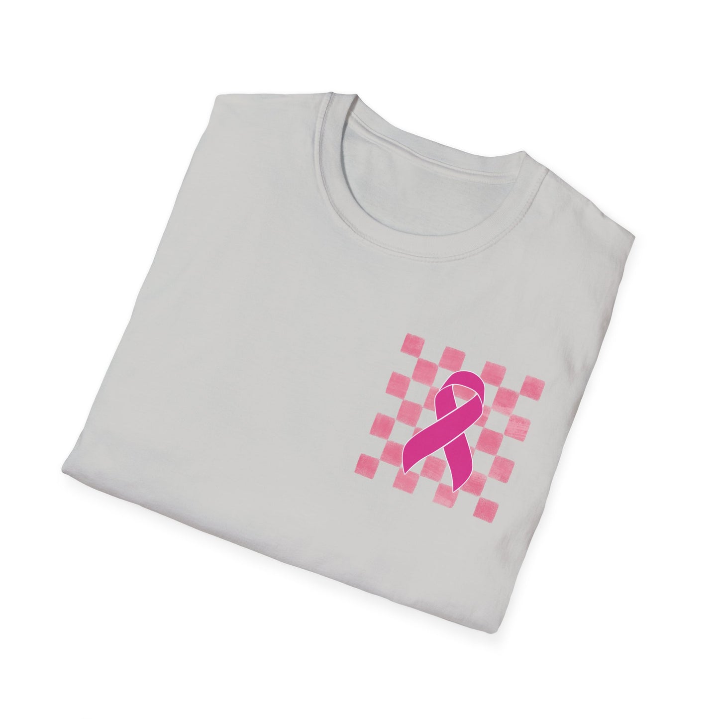 Checkered Pink Ribbon Awareness T-Shirt | Softstyle Tee