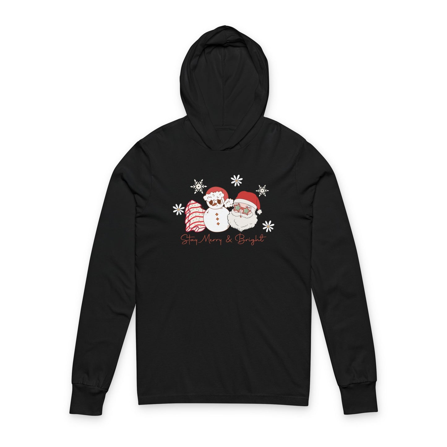 Merry and Bright Hoodie Long Sleeve Tee- Christmas