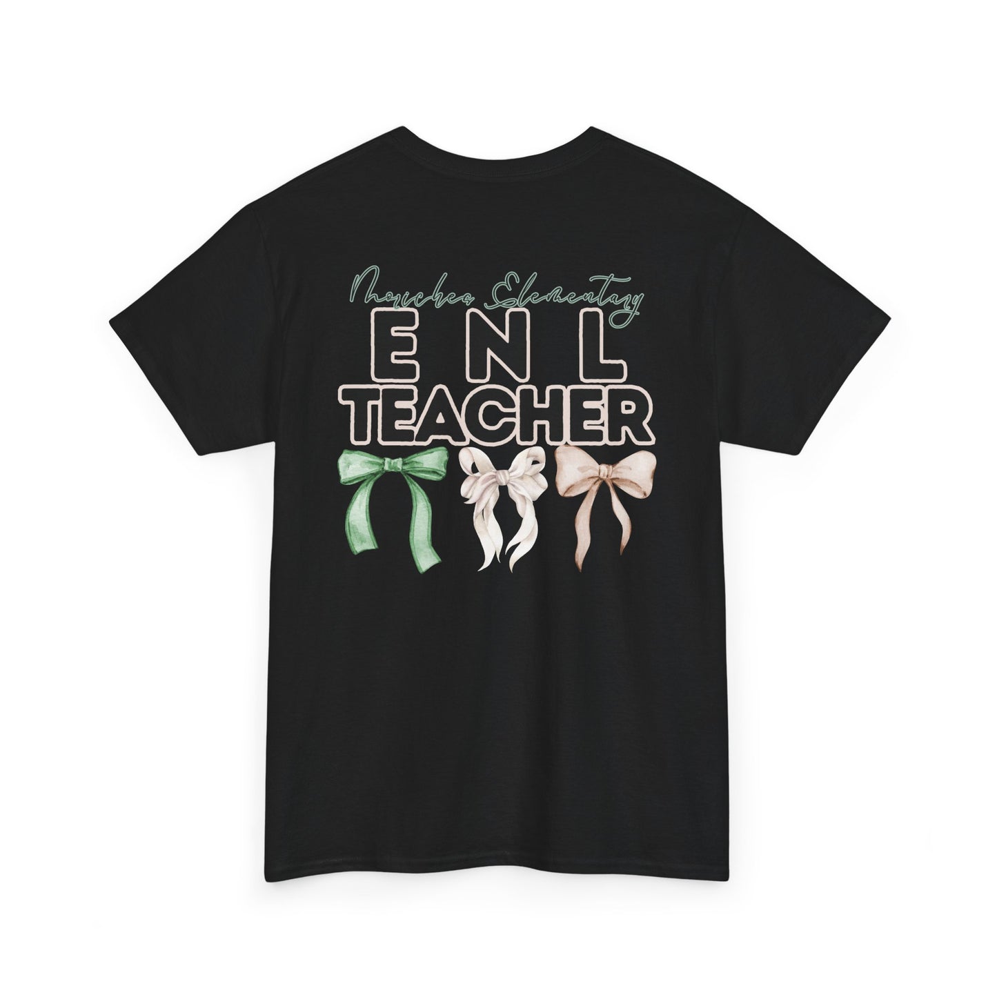 Moriches ENL Teacher and Bows- Unisex Heavy Cotton Tee with Bow Design