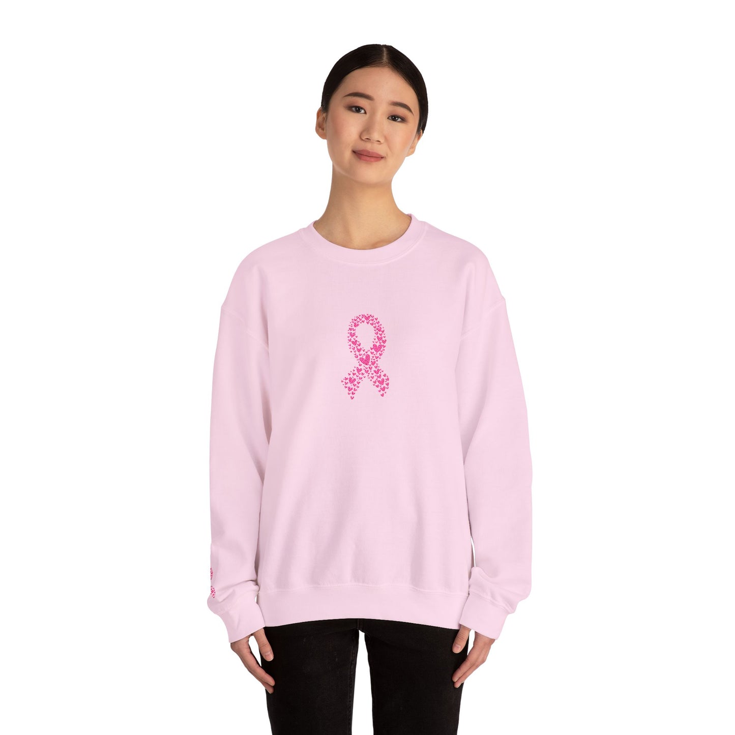 Embroidered Pink Ribbon Awareness Sweatshirt - Cozy Unisex Crewneck