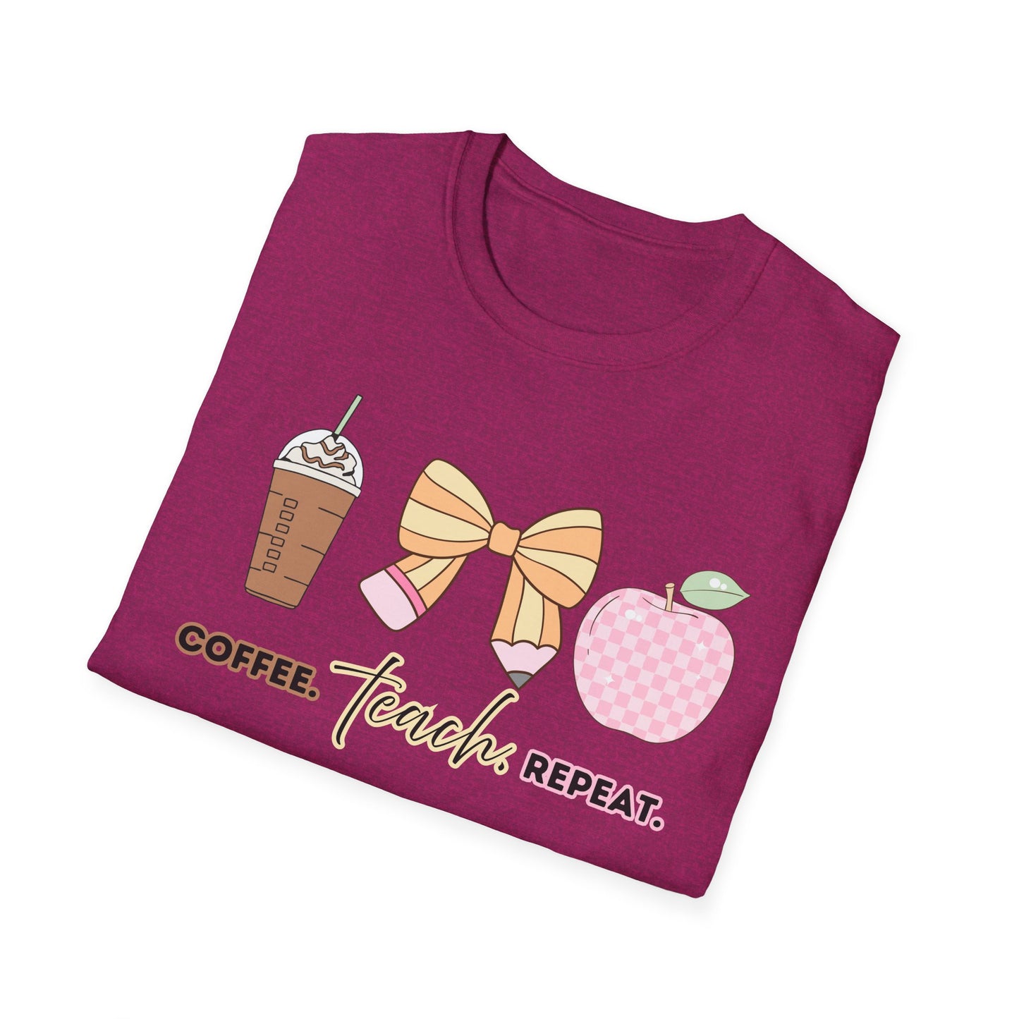 Coffee Teach Repeat Unisex Softstyle T-Shirt - Teacher