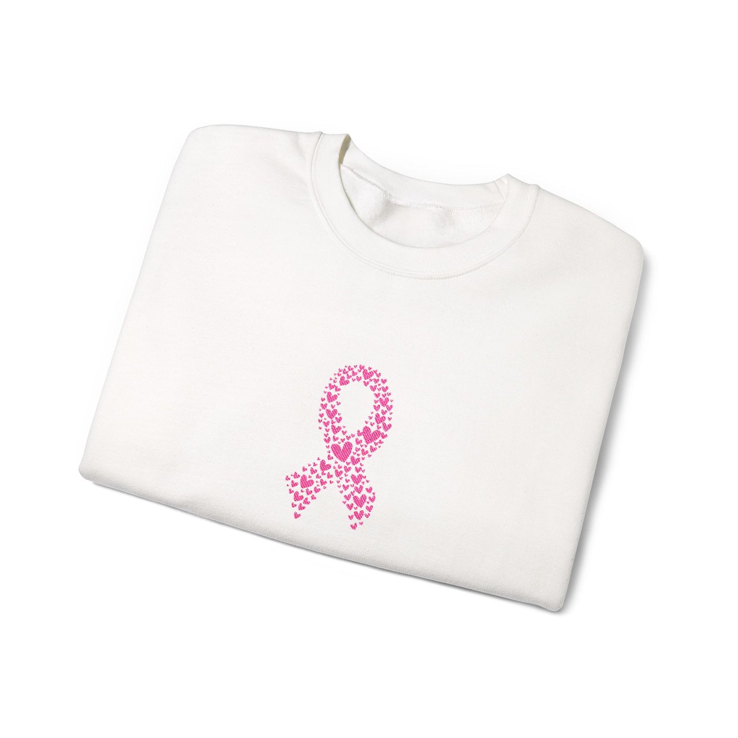 Embroidered Pink Ribbon Awareness Sweatshirt - Cozy Unisex Crewneck