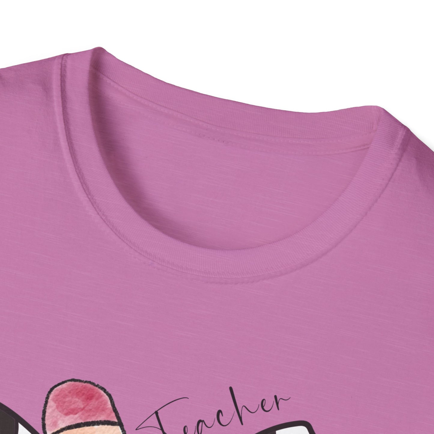 Checkered Bow + Pencil- Teacher Tee- Softstyle Unisex Tee