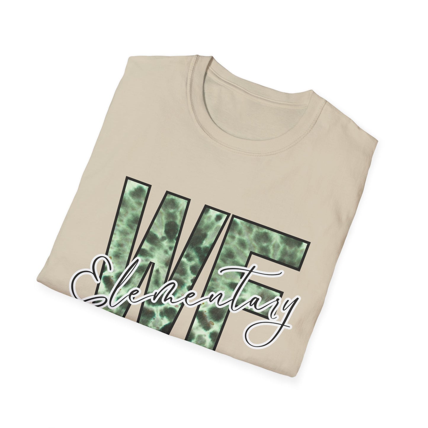 Tie Dye WFE Stylish Unisex Softstyle T-Shirt with WF Elementary Design