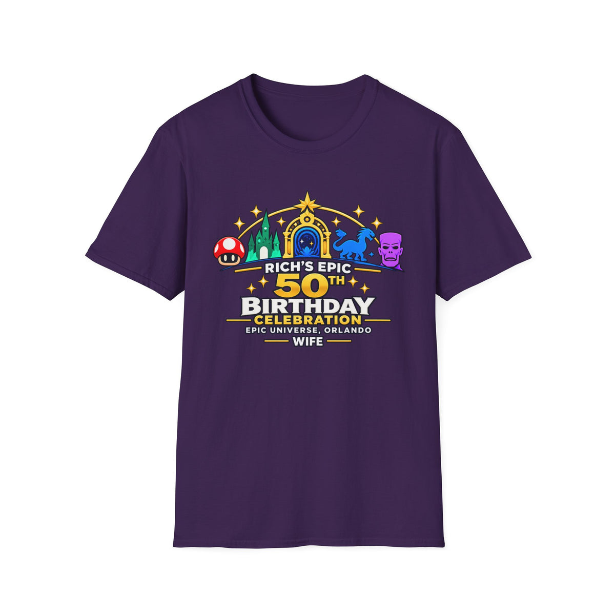 Rich's Epic 50th Birthday Celebration T-Shirt- Wife- Personalized