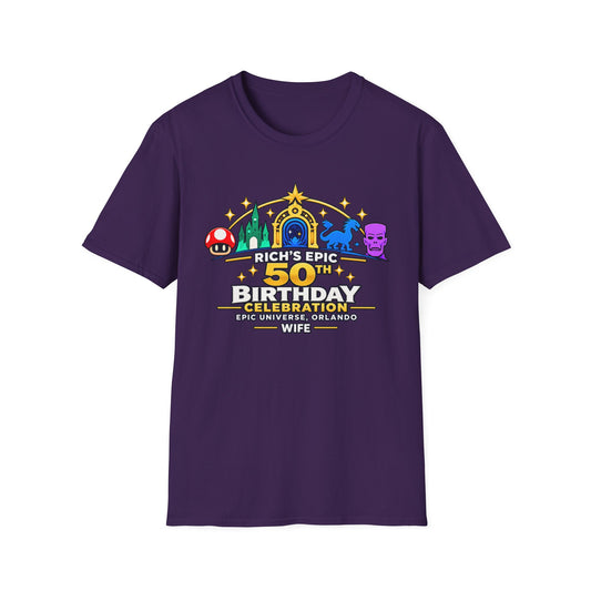 Rich's Epic 50th Birthday Celebration T-Shirt- Wife- Personalized