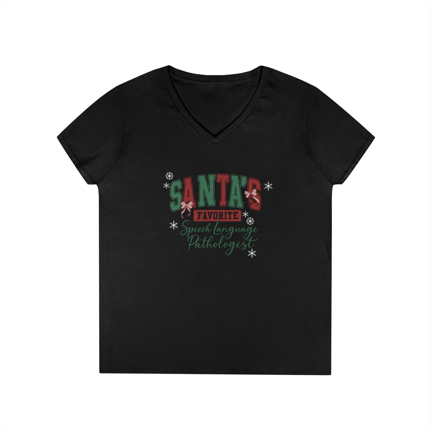 Santa’s Favorite Speech Language Pathologist- Christmas V-Neck Tee