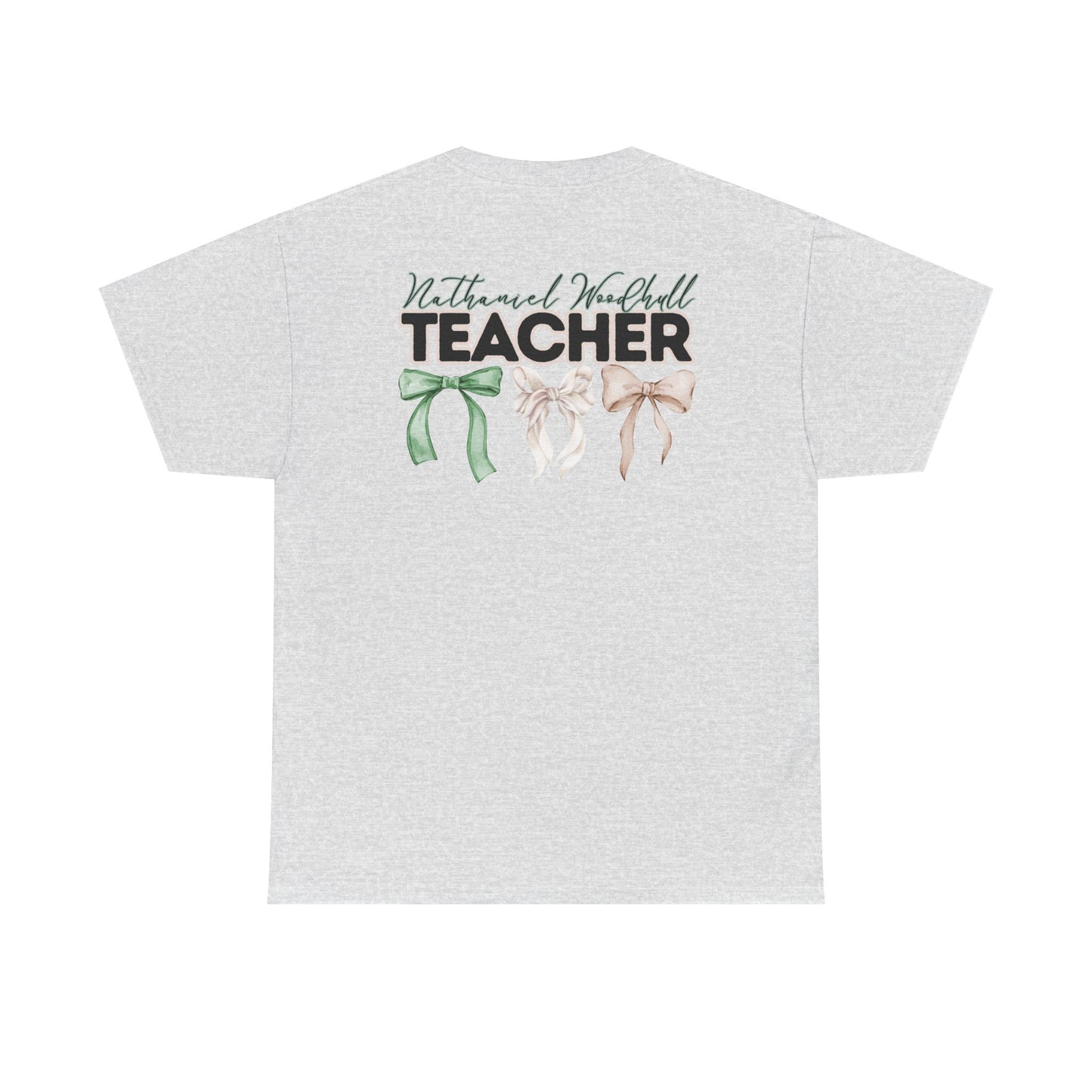 Woodhull Teacher and Bows- Unisex Heavy Cotton Tee with Bow Design