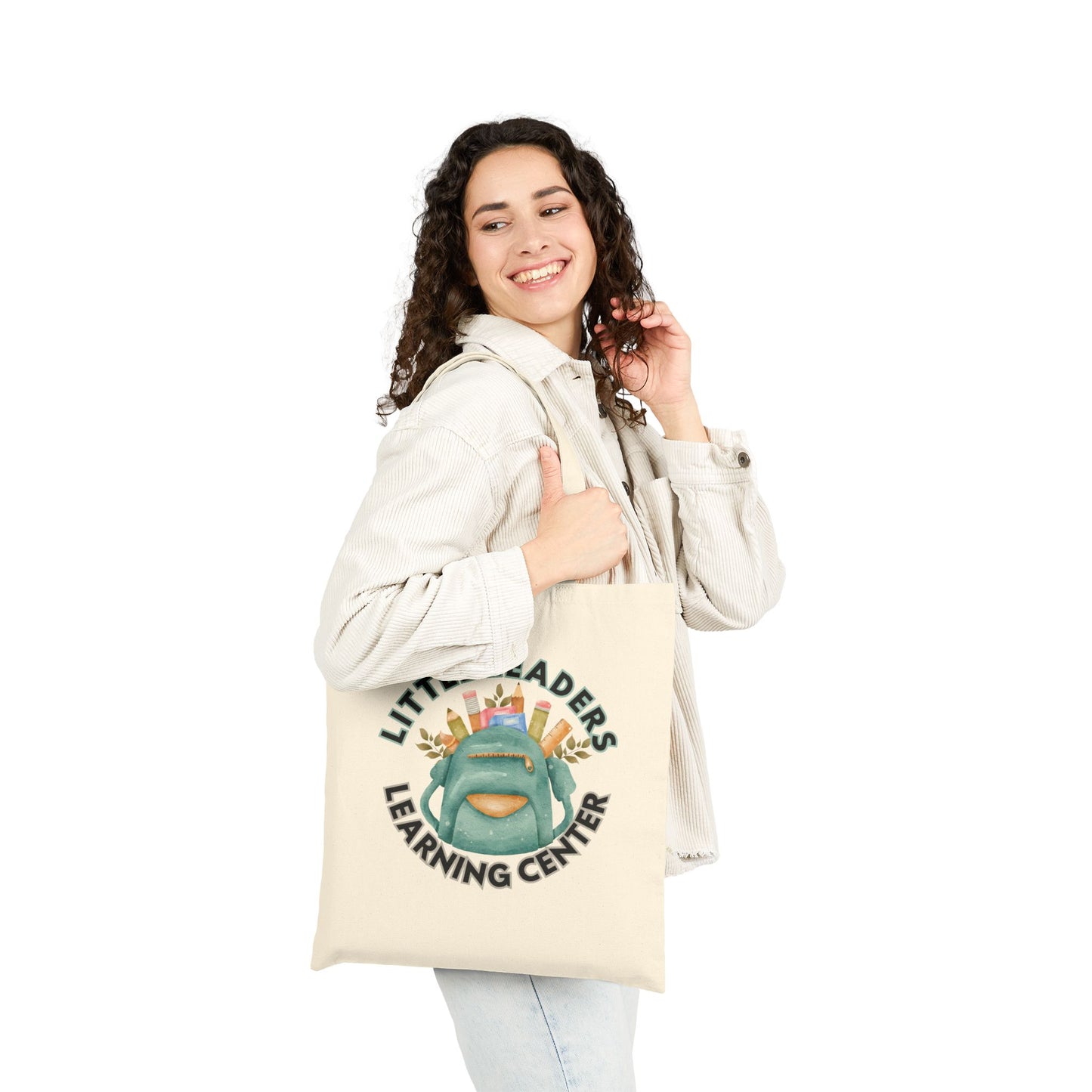 Little Leaders w/ Backpack Design Cotton Canvas Tote Bag