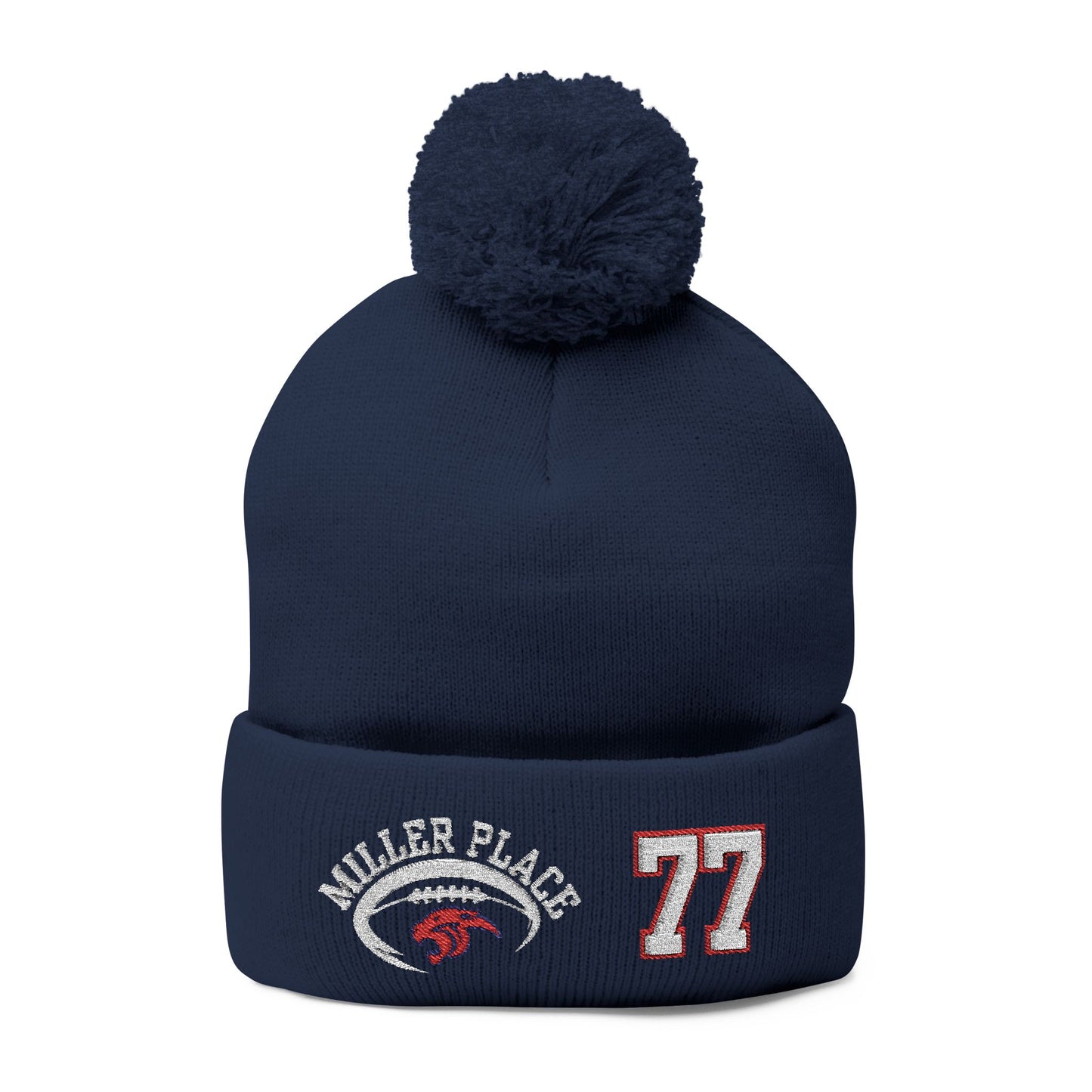 #77 Miller Place Football Winter PomPom Hat