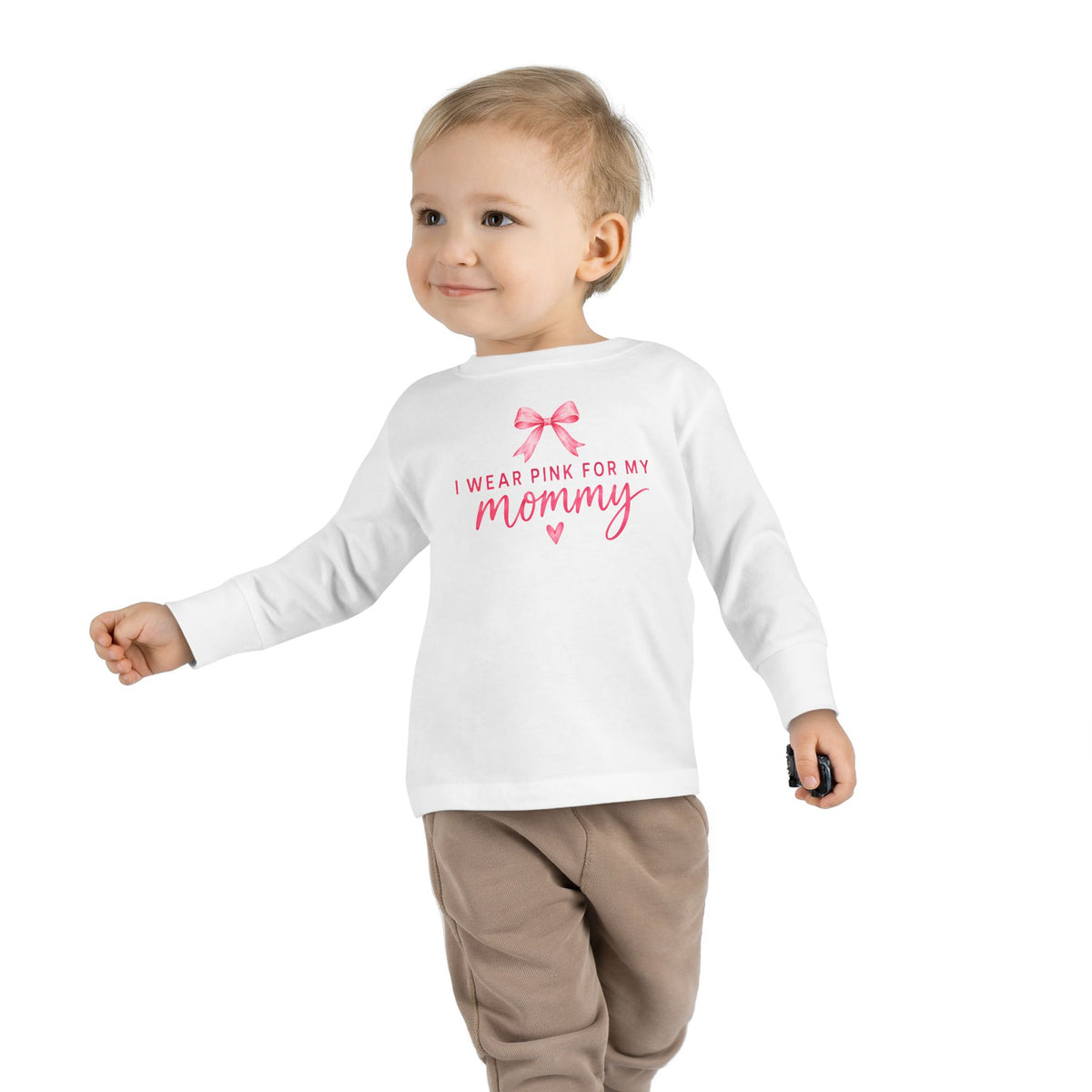 "I wear Pink for my Mommy" Breast Cancer Awareness -Toddler Long Sleeve Tee