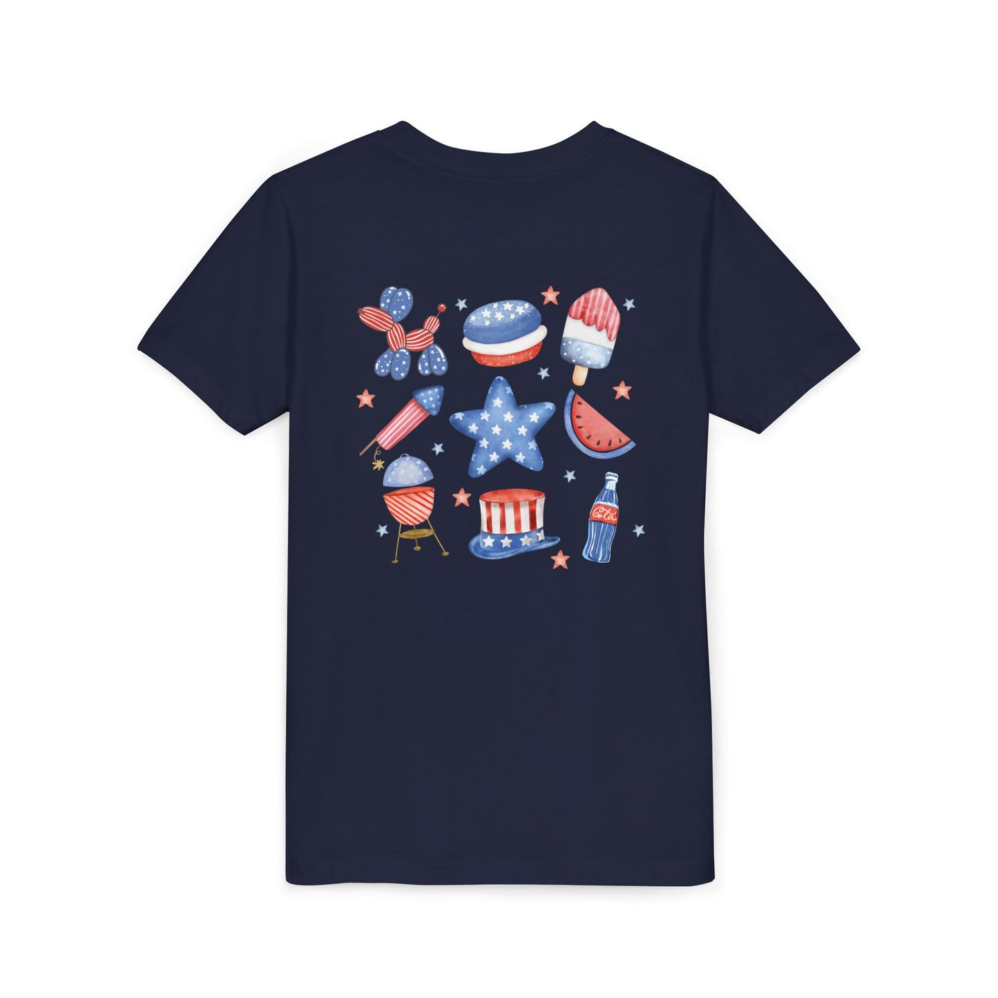 Stars, Stripes & Snacks Youth Tee for Kids, USA - Kids Short Sleeve Shirt, Holiday Mini