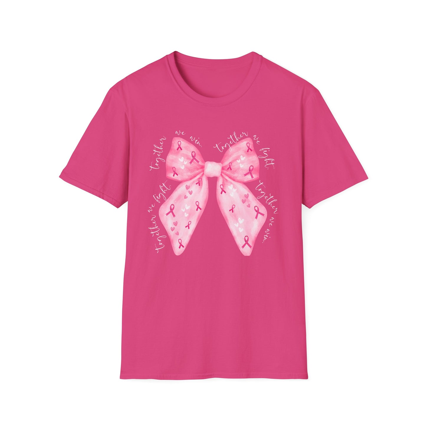 We Fight, We Win- Breast Cancer Awareness Tee, Unisex Softstyle T-Shirt