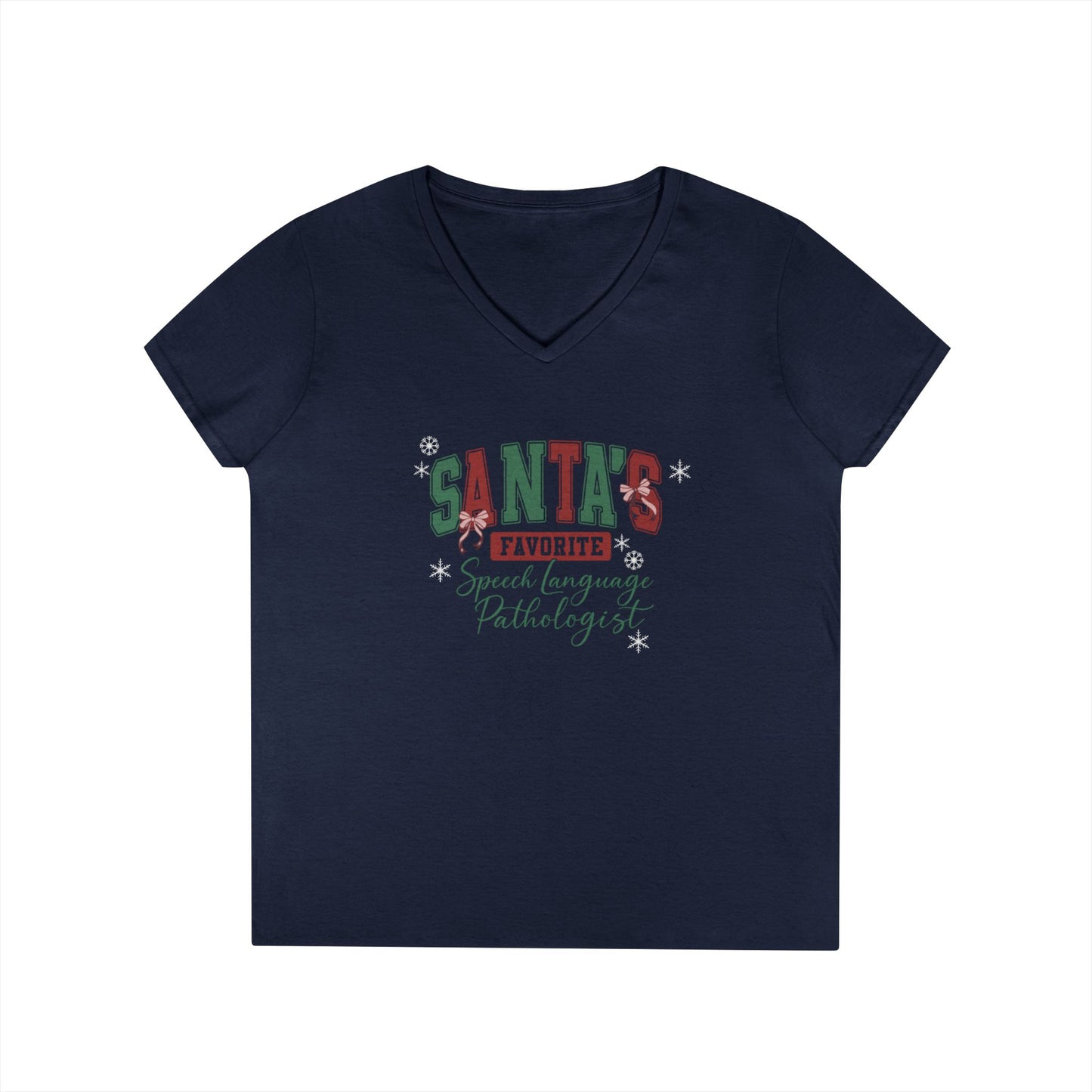 Santa’s Favorite Speech Language Pathologist- Christmas V-Neck Tee