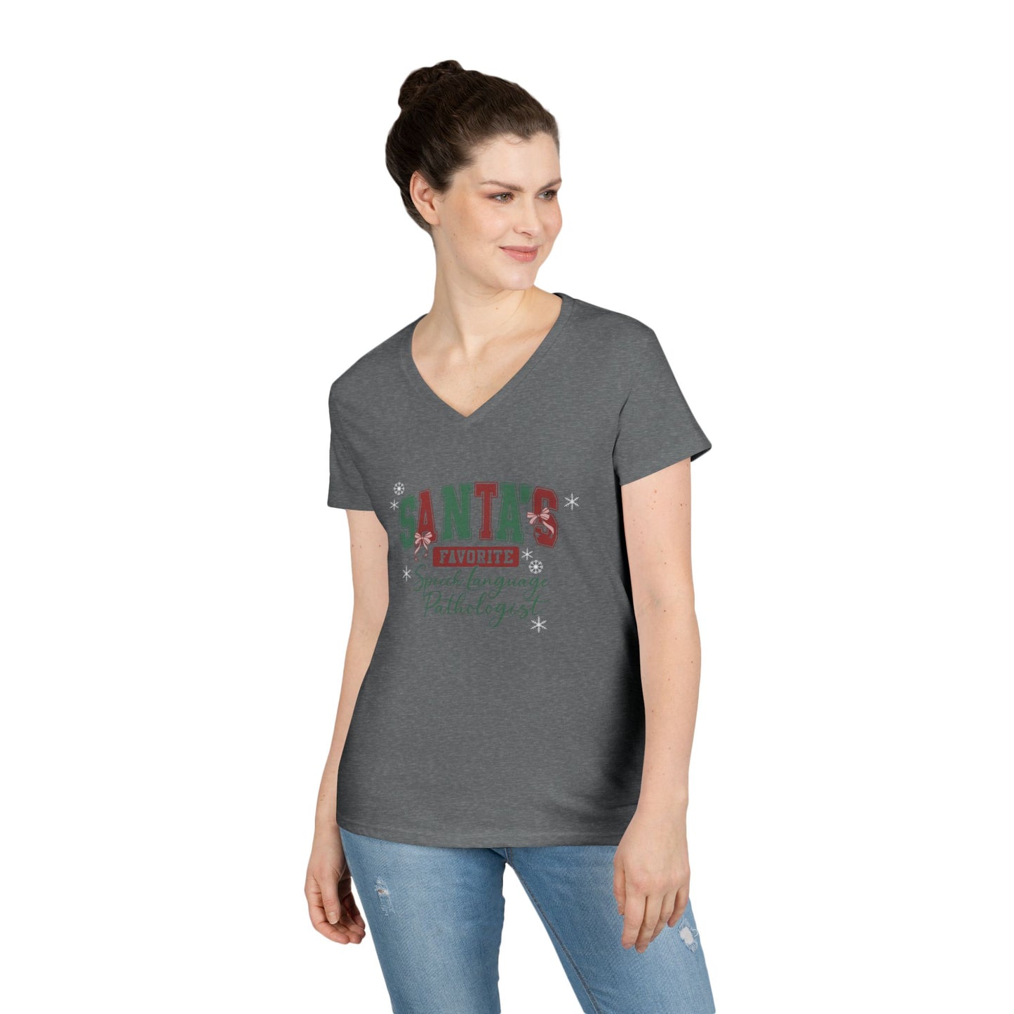Santa’s Favorite Speech Language Pathologist- Christmas V-Neck Tee