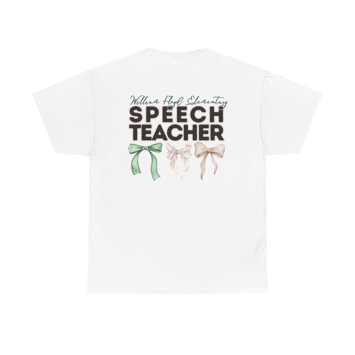 WFE Speech Teacher and Bows- Unisex Heavy Cotton Tee with Bow Design