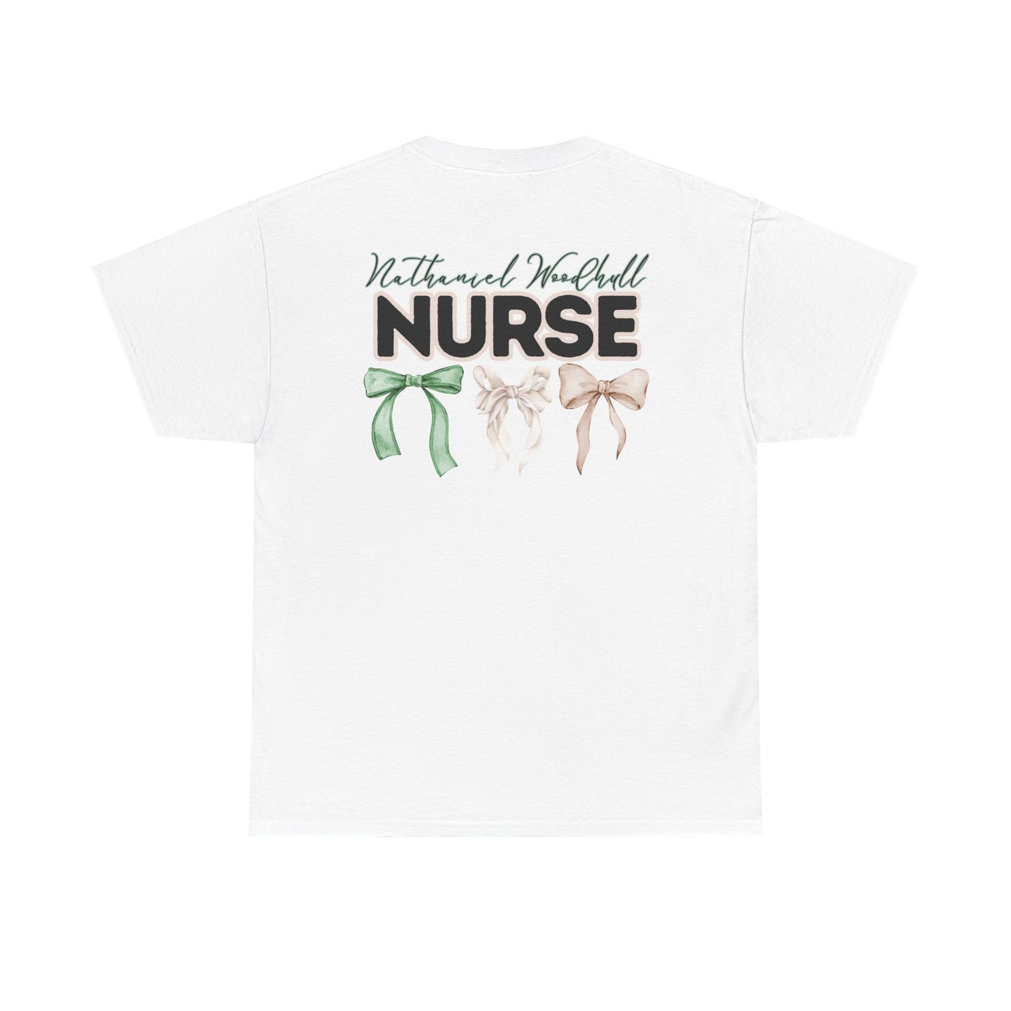 Woodhull Nurse and Bows- Unisex Heavy Cotton Tee with Bow Design
