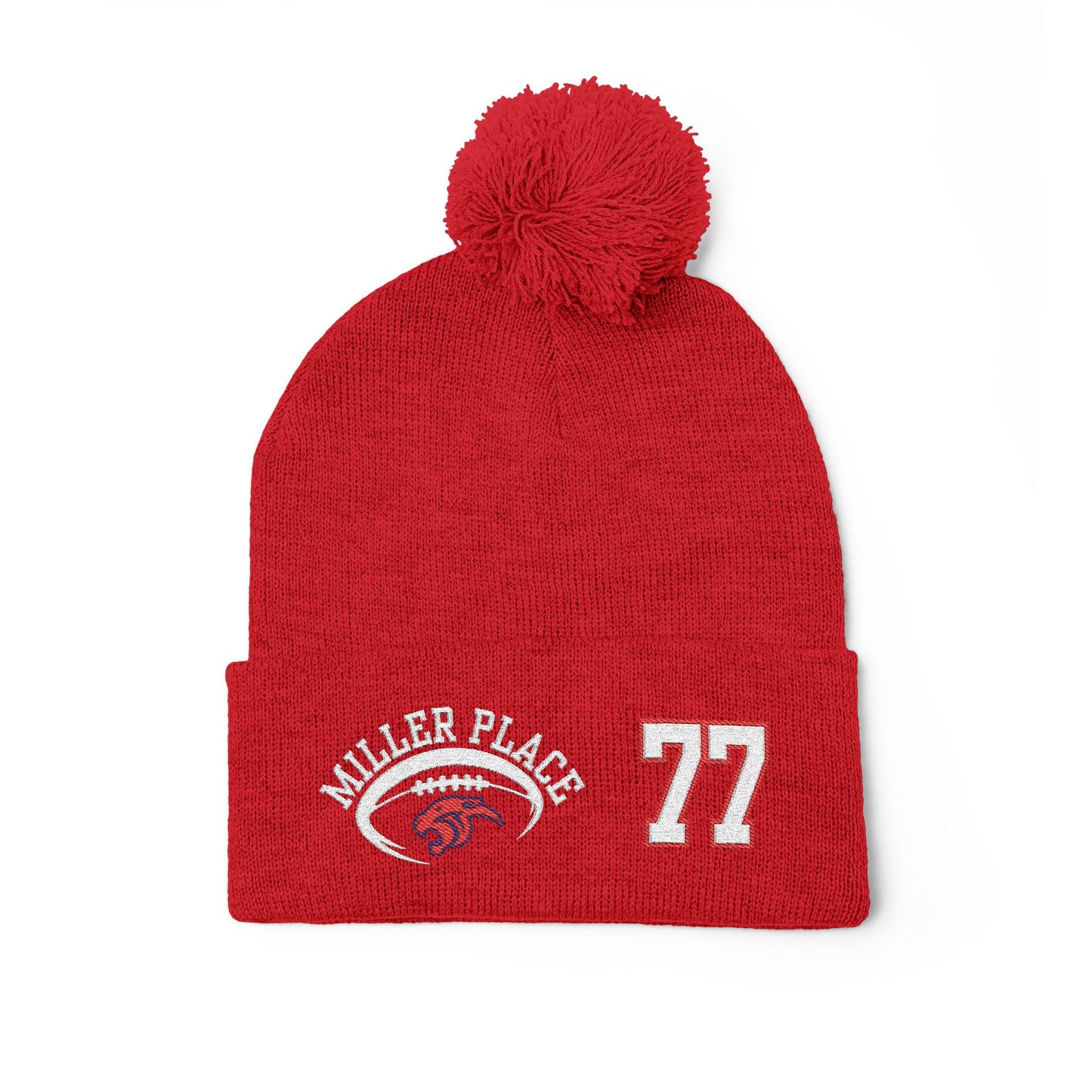 #77 Miller Place Football Winter PomPom Hat