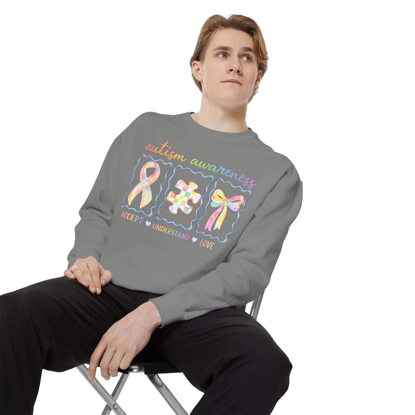 Autism Awareness Sweatshirt — "Accept Understand Love"