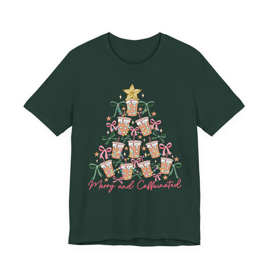 Merry and Caffeinated— Christmas Unisex T‑Shirt