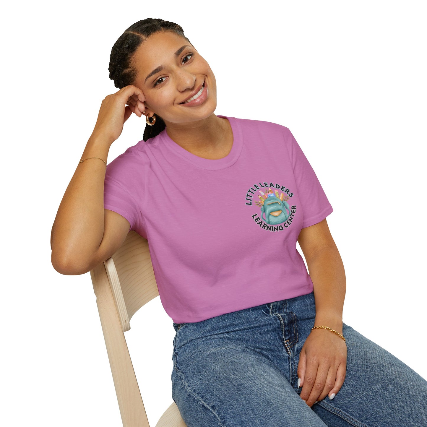 Little Leaders Teacher w/ Backpack Design Unisex Softstyle T-Shirt