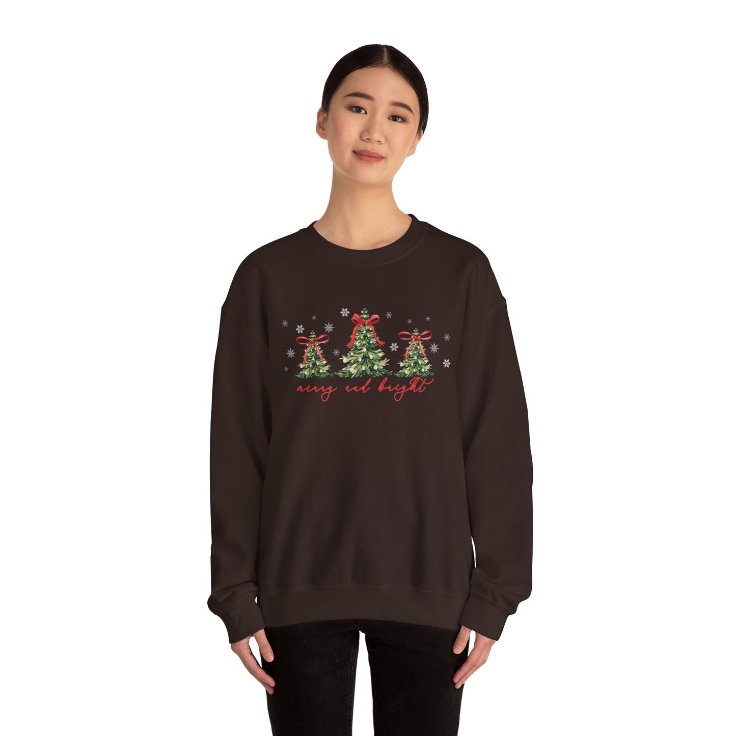 Christmas Trees "Merry and Bright" Christmas Crewneck