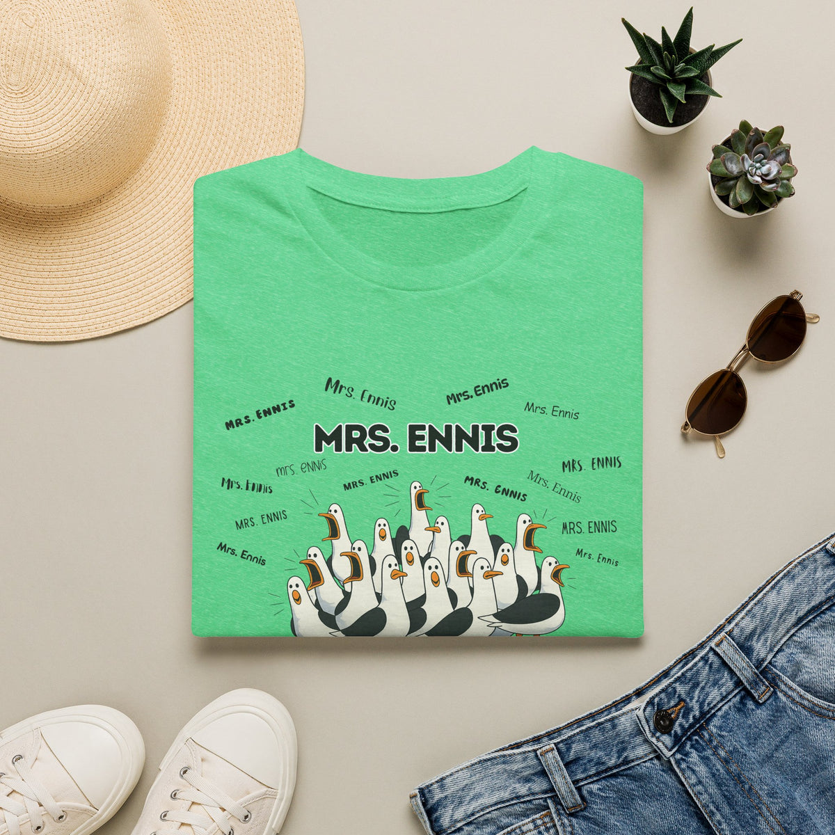 Mrs. Ennis- Seagull Crew Graphic T-Shirt — Personalized