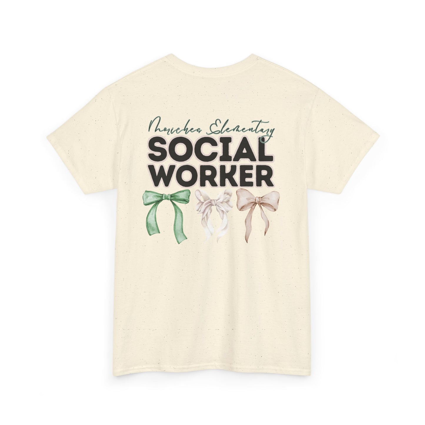Moriches Social Worker and Bows- Unisex Heavy Cotton Tee with Bow Design