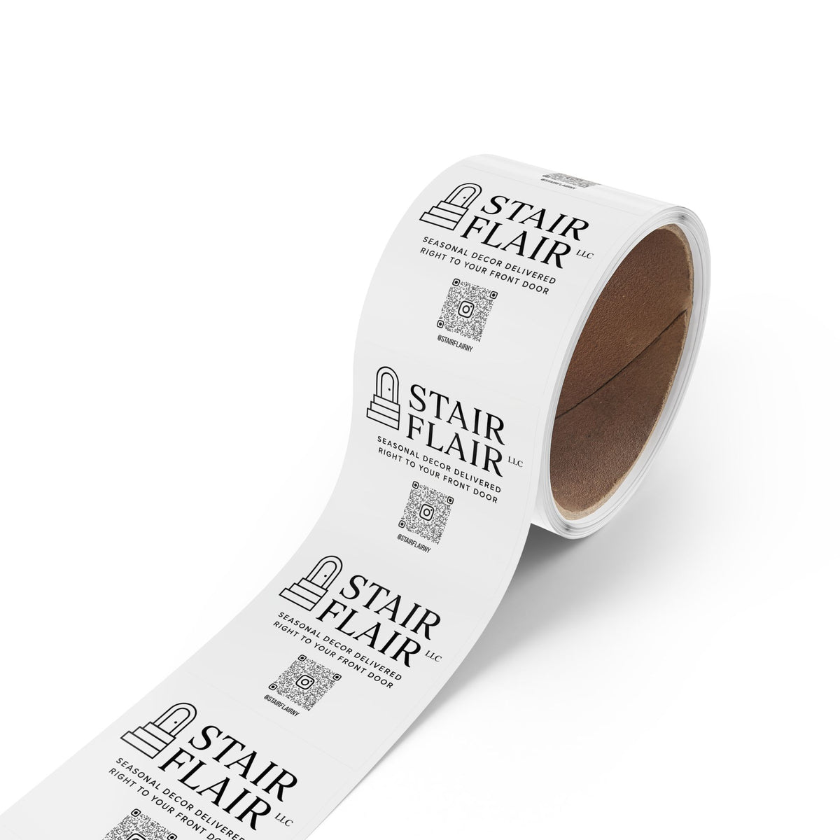Stair Flair - Square Sticker Rolls (White)— Custom Branded QR Logo Labels