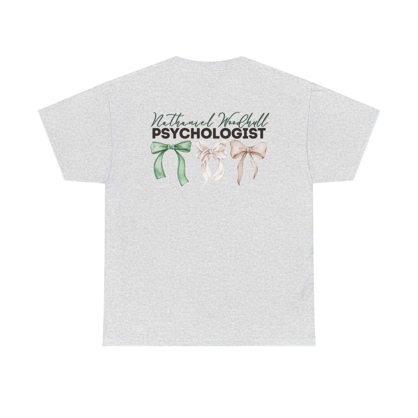 Woodhull Psychologist and Bows- Unisex Heavy Cotton Tee with Bow Design