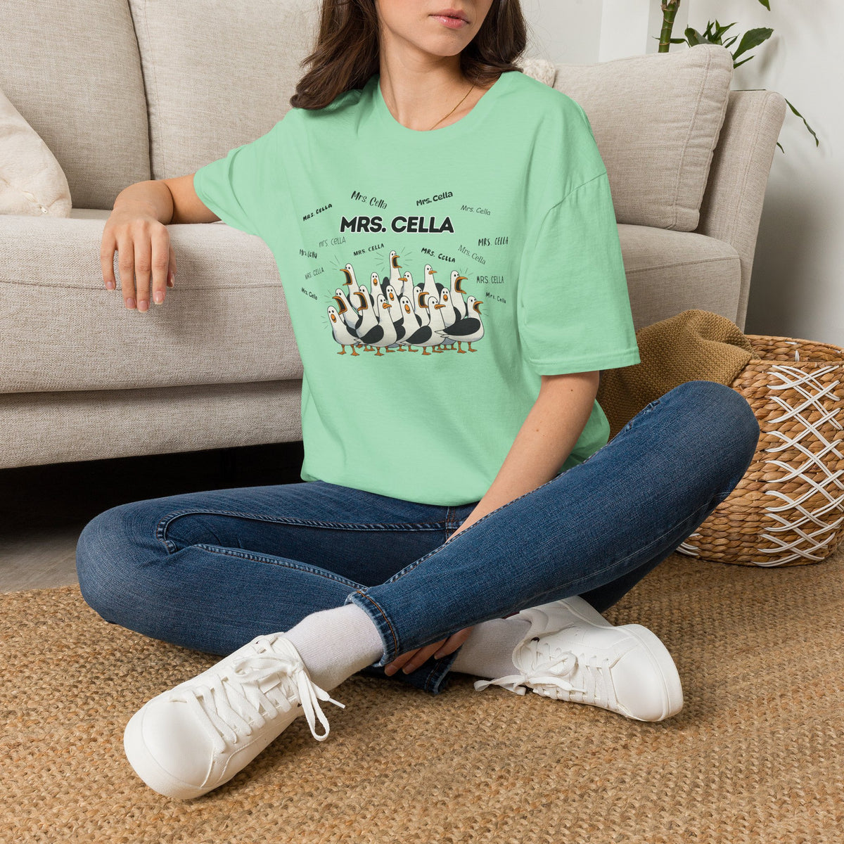 Mrs. Cella- Seagull Crew Graphic T-Shirt — Personalized
