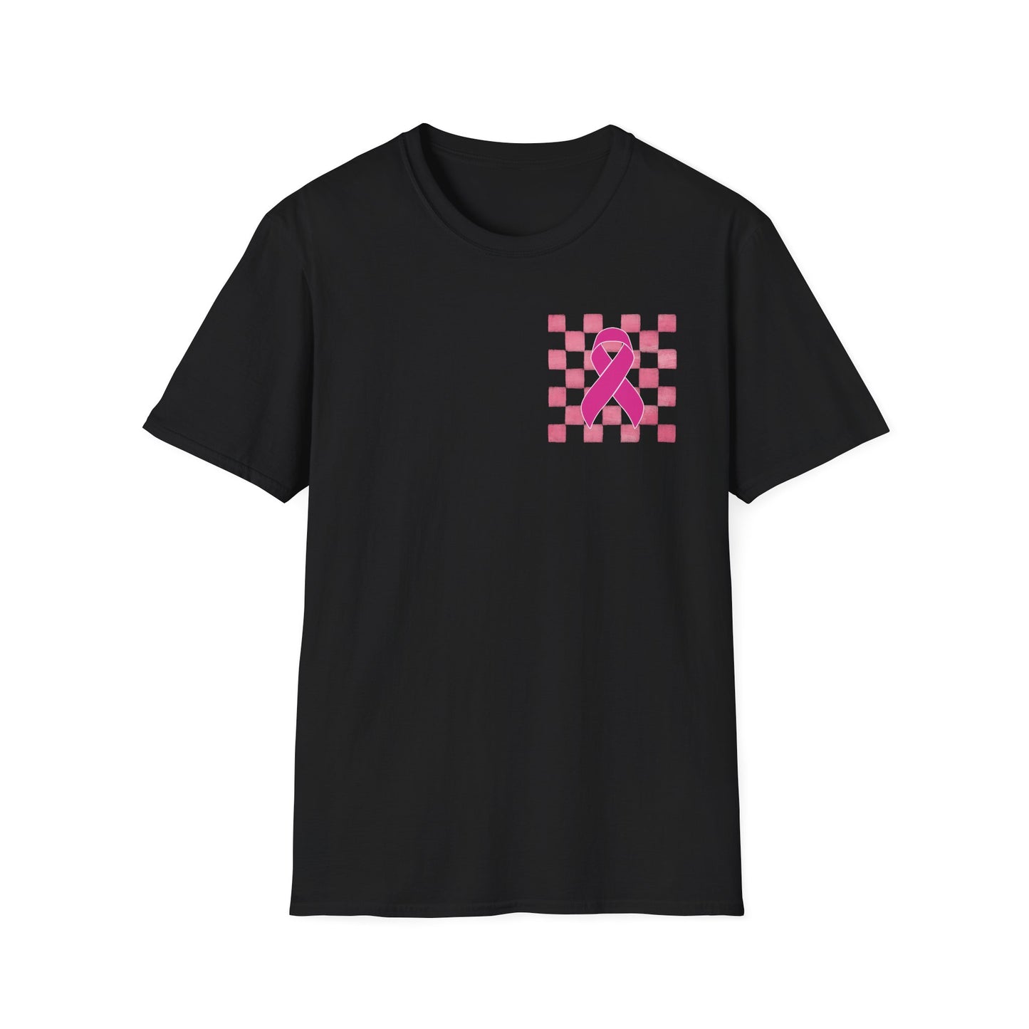Checkered Pink Ribbon Awareness T-Shirt | Softstyle Tee