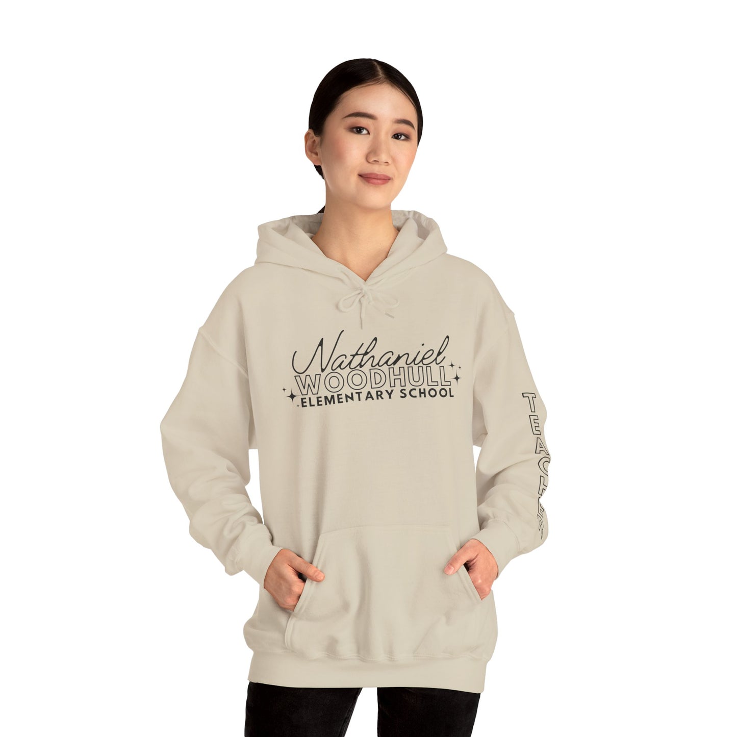Woodhull Teacher Simple Design Hoodie w/ Teacher on Sleeve - Cozy Unisex Sweatshirt