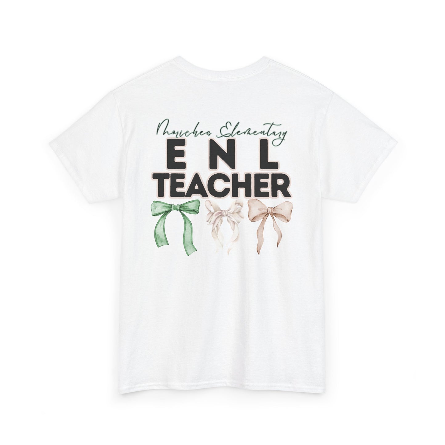 Moriches ENL Teacher and Bows- Unisex Heavy Cotton Tee with Bow Design