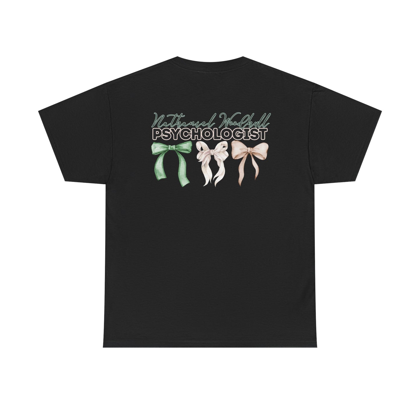 Woodhull Psychologist and Bows- Unisex Heavy Cotton Tee with Bow Design