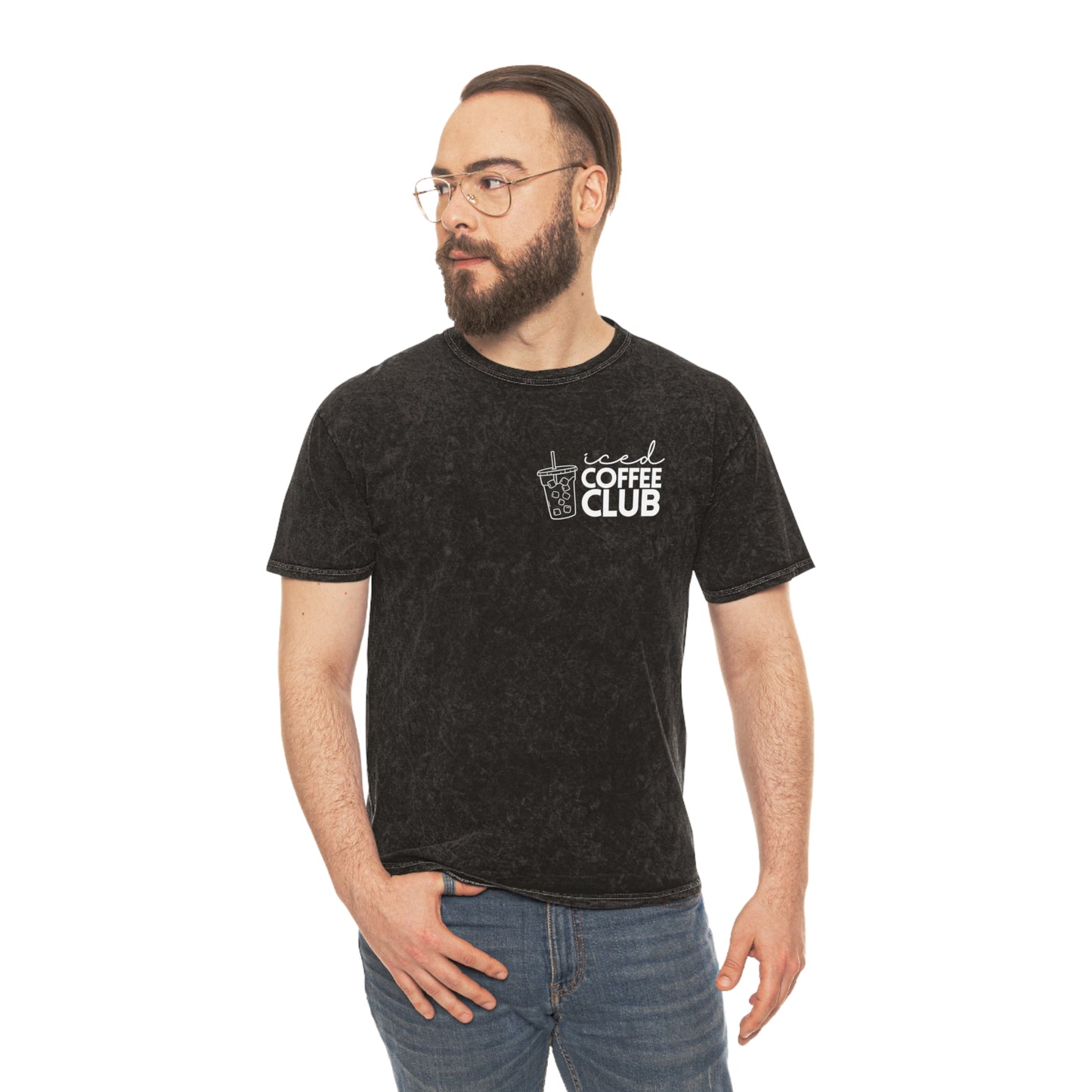 Iced Coffee Club T-Shirt | Unisex Mineral Wash Tee, Coffee Lovers Gift
