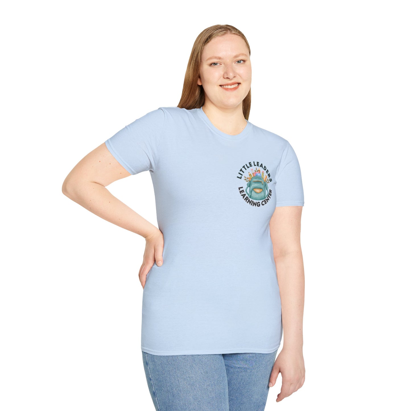 Little Leaders Teacher w/ Backpack Design Unisex Softstyle T-Shirt