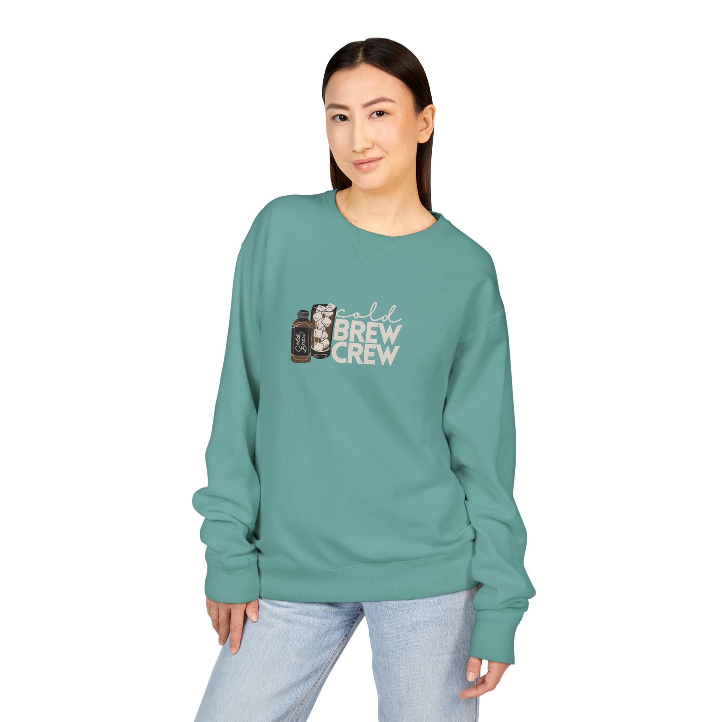 Cold Brew Crew Garment Dyed Sweatshirt, Coffee Lovers Apparel