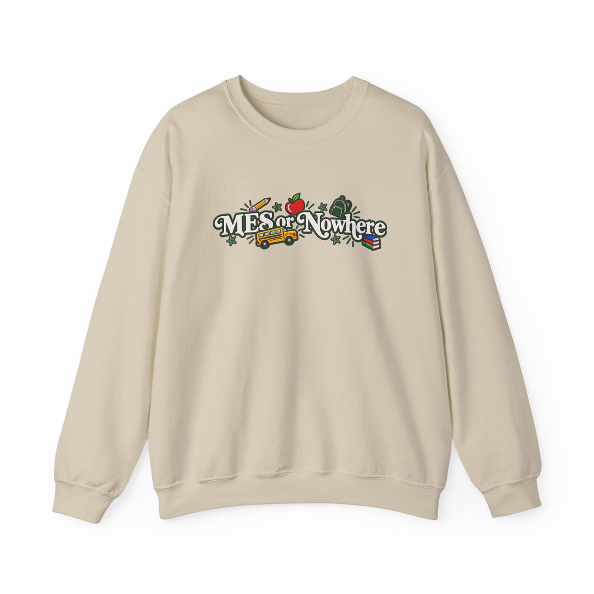 "MES or Nowhere w/ School Things" - Moriches Crewneck Sweatshirt