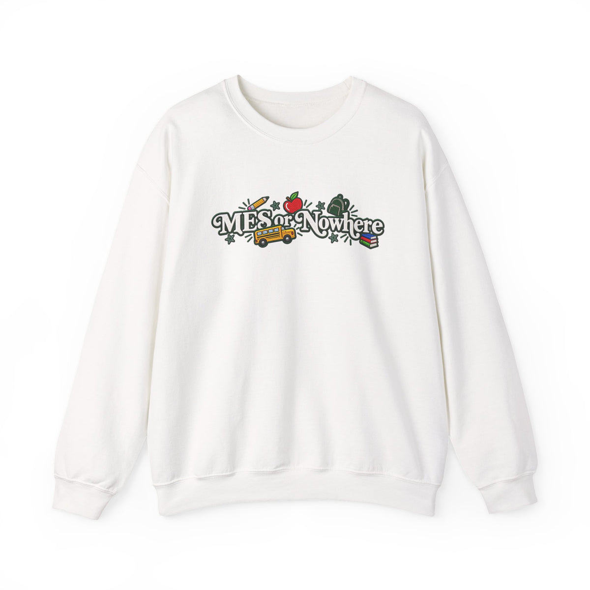 "MES or Nowhere w/ School Things" - Moriches Crewneck Sweatshirt