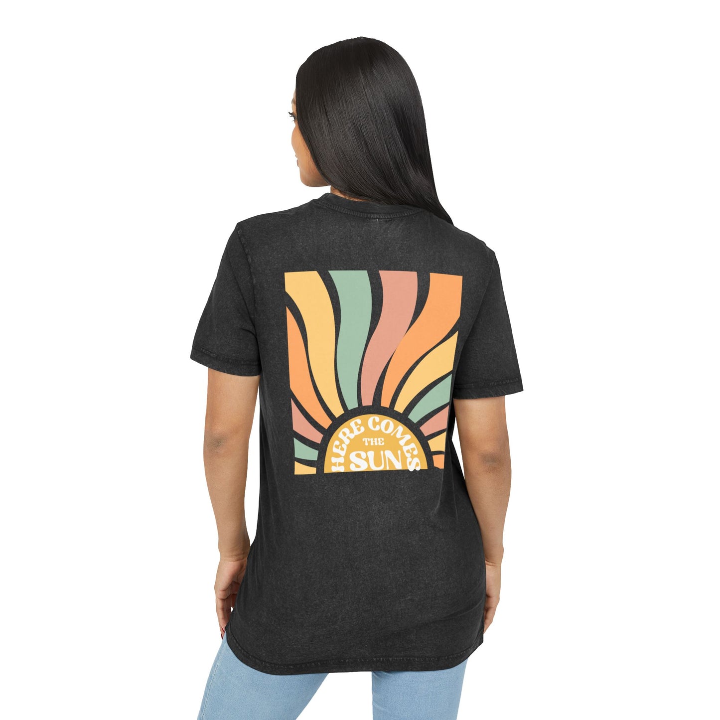 Here Comes the Sun Design- Acid Washed Tee for Summer