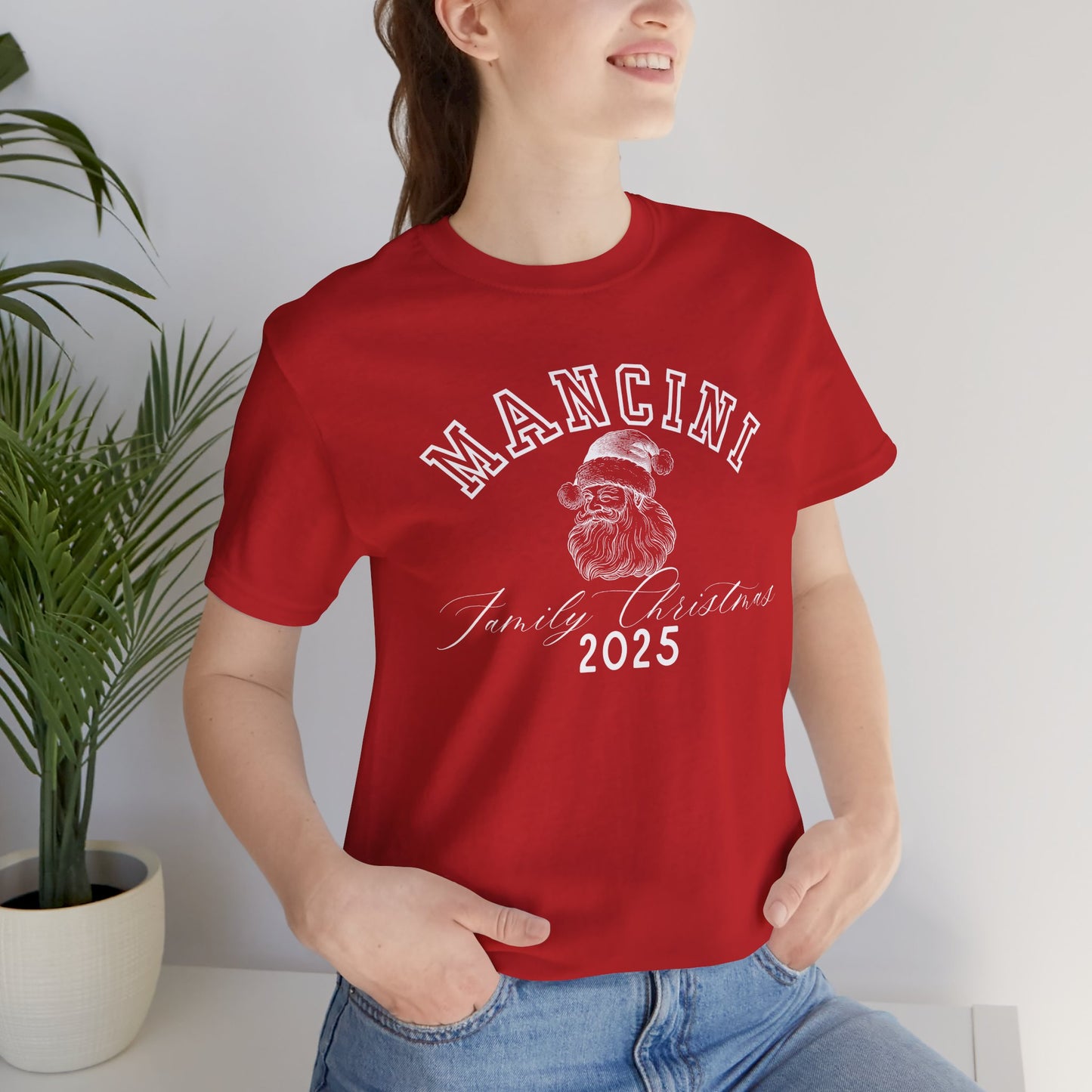 FAMILY NAME- SANTA- Personalized- Unisex Jersey Short Sleeve Tee