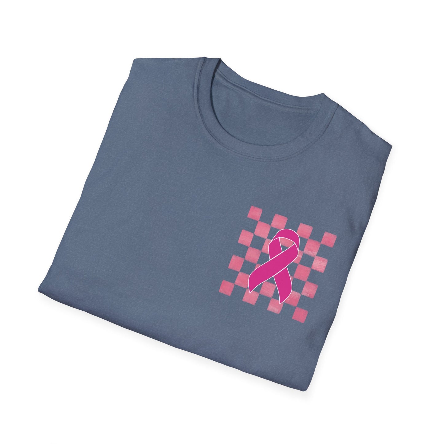 Checkered Pink Ribbon Awareness T-Shirt | Softstyle Tee